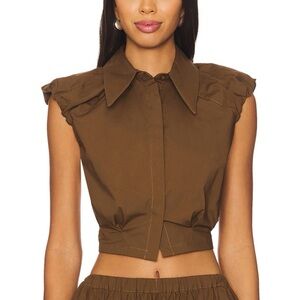 Camila Coelho Gurina Top in Dark Brown Size S